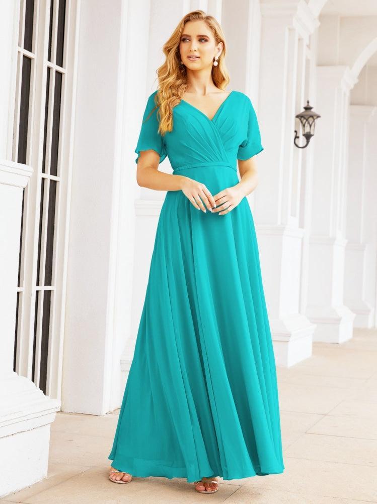 Numbersea Formal Prom Gowns for Mother of The Bride Short Sleeves Bridesmaid Dress 28049-numbersea