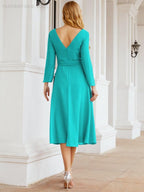 Bridesmaid Dress V-Back Waist Belt Mother of the Bride Wedding Guest 28031-numbersea