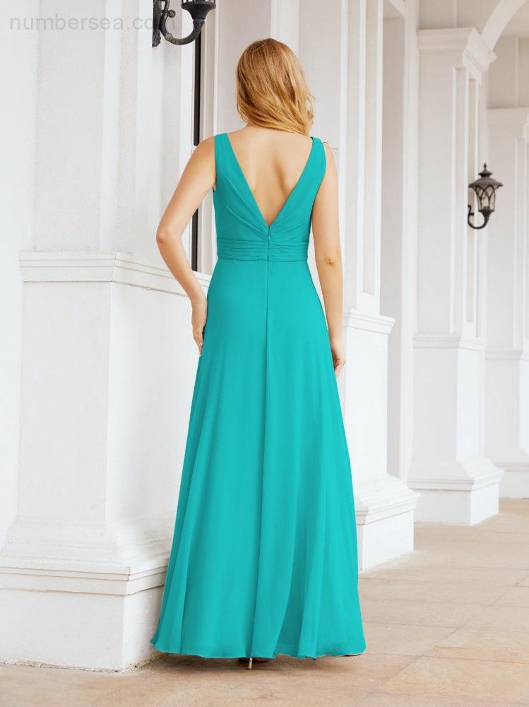 Numbersea Bridesmaid Dresses for Wedding Ruffles Long Formal Prom Gowns 28039-numbersea