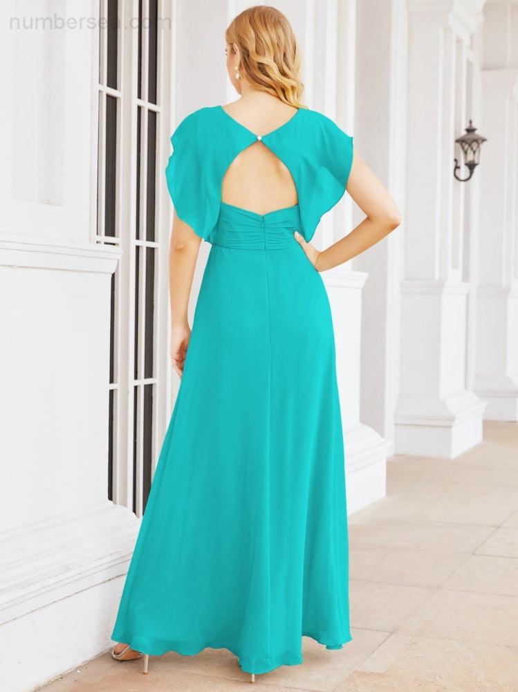 Numbersea Bridesmaid Dresses Cape Formal Prom Dress Open Back Gowns for Mother of The Bride 28058-numbersea