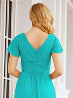 Numbersea Formal Prom Gowns for Mother of The Bride Cap Sleeves Bridesmaid Dress 28047-numbersea