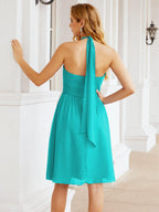 Numbersea Neckholder-Brautjungfernkleid aus Chiffon, kurz, ärmellos, formelles Partykleid, offener Rücken, 28023