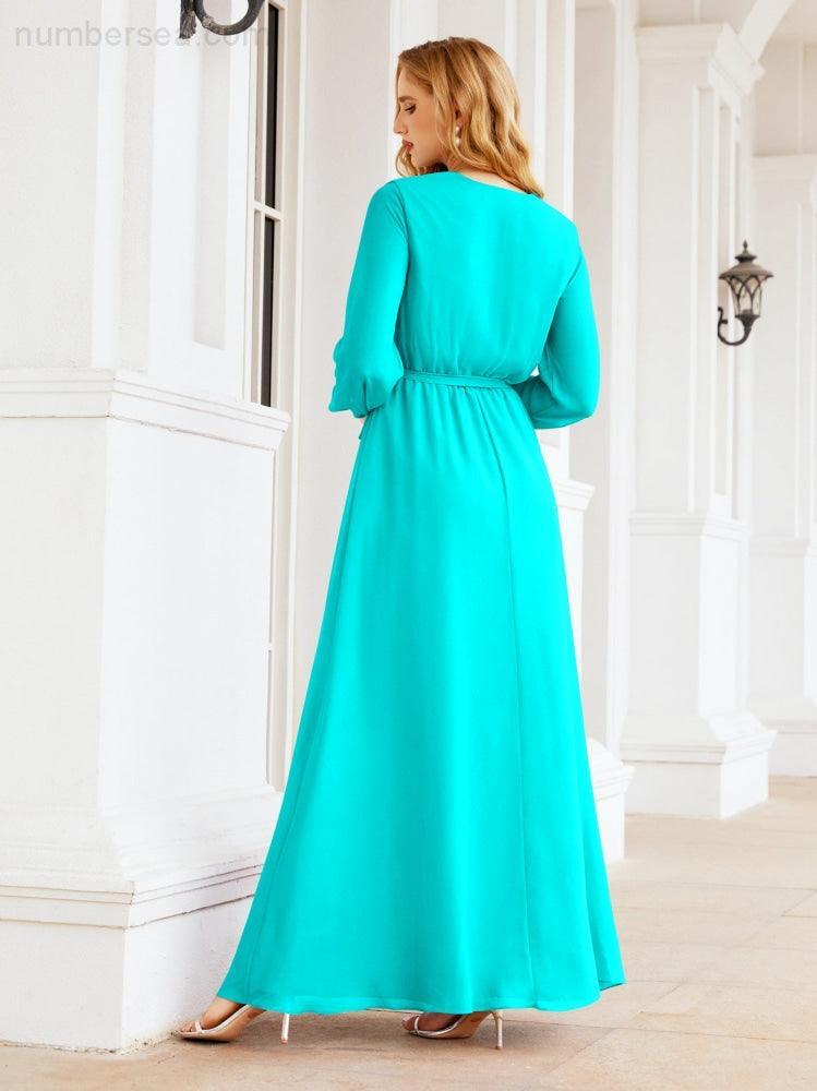 Numbersea Women's Chiffon Bridesmaid Dress A line Long Sleeves Formal Evening Prom Gown for Wedding Guest 28032-numbersea