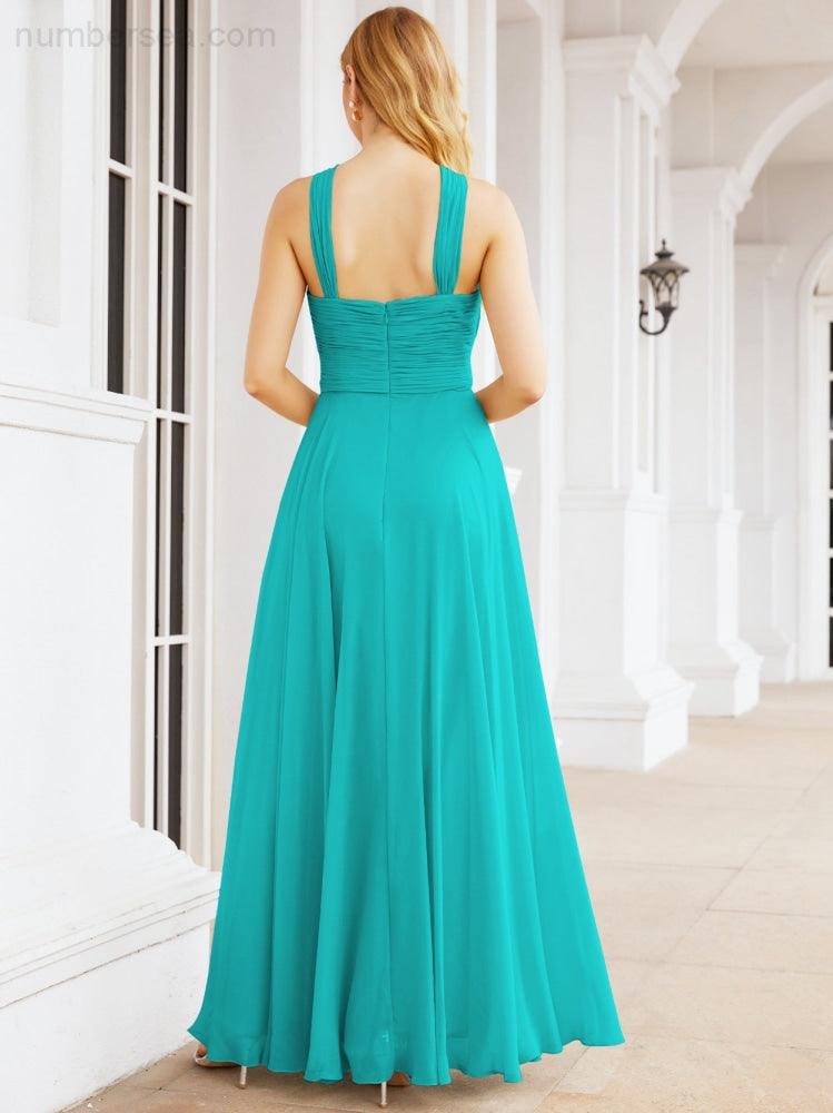 Numbersea Crisscross Halter Bridesmaid Dresses for Party Wedding Evening Prom Maxi Ball Gowns 28053-numbersea