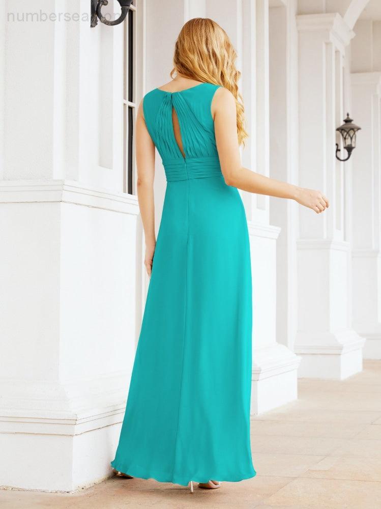 Formal Prom Gown Elegant V-Neck Sleeveless Bridesmaid Dresses for Wedding Party 28037-numbersea