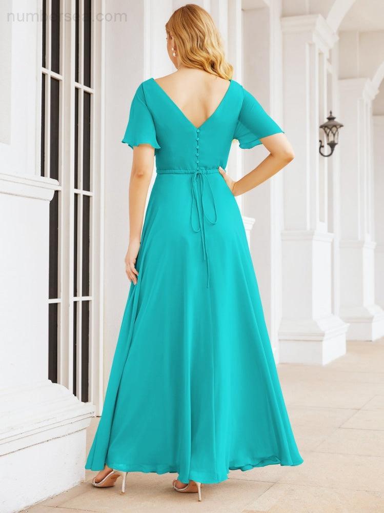 Numbersea Formal Prom Gowns for Mother of The Bride Short Sleeves Bridesmaid Dress 28049-numbersea