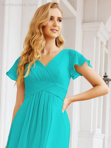 Numbersea Formal Prom Gowns for Mother of The Bride Cap Sleeves Bridesmaid Dress 28047-numbersea