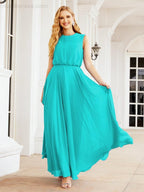 Numbersea Sleeveless Long Bridesmaid Dress A line Formal Evening Prom Gown 28025-numbersea