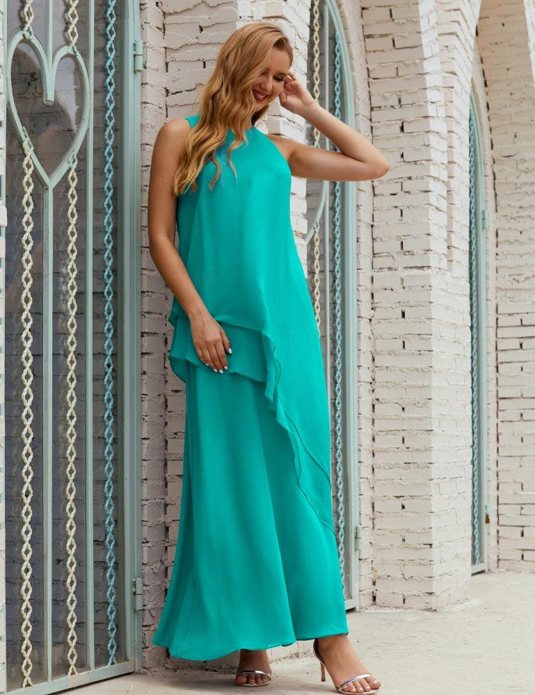 Chiffon Long Plus Size Mother Of Bride Dresses Formal Bridesmaid Prom Gown 28019 Turquoise