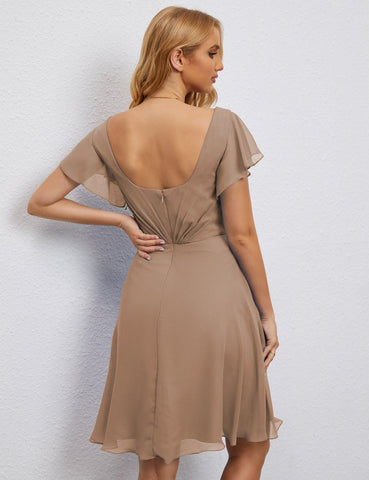 Numbersea Chiffon Bridesmaid Dress V Neck Short Cocktail Gowns For Juniors Homecoming Dresses 28077