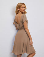 Numbersea Chiffon Bridesmaid Dress V Neck Short Cocktail Gowns For Juniors Homecoming Dresses 28077