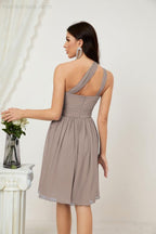 Numbersea Women Chiffon Short One Shoulder Bridesmaid Dress Formal Dresses For Party Homecoming 2804