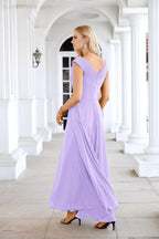 Ladies Chiffon V Neck Sleeveless Floor Length Bridesmaid Evening Dress Wedding Party Evening Dress 28126-numbersea