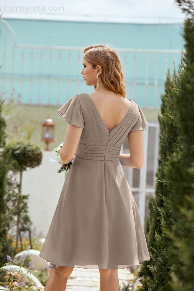Neck Chiffon Bridesmaid Dresses Formal Cocktail Prom Gown Homecoming 28013
