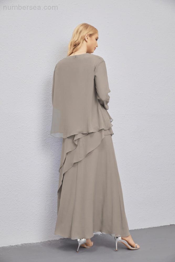 Mother of Bride Dresses with Open Front Lightweight Cardigan Formal Prom Gown 28081-numbersea