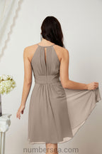 Halter Bridesmaid Dresses Knee Length A Line Formal Evening Party Cocktail Dress 28011