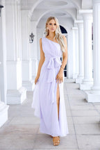Ladies Chiffon One Shoulder Bridesmaid Evening Dress Wedding Party Evening Dress 28133-numbersea
