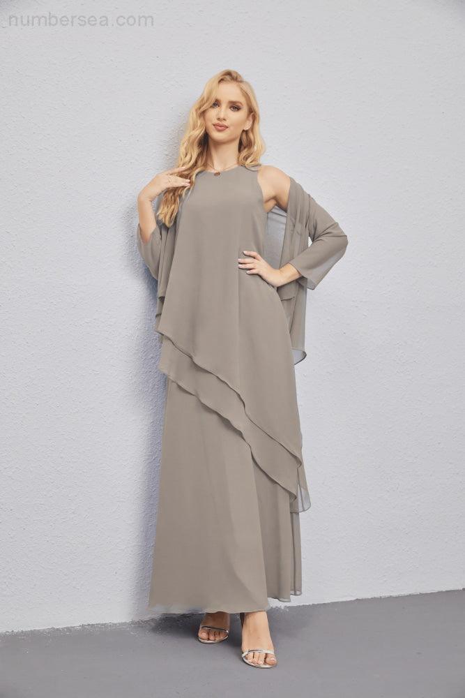 Mother of Bride Dresses with Open Front Lightweight Cardigan Formal Prom Gown 28081-numbersea