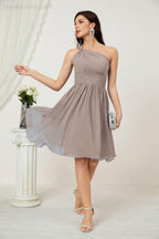 Numbersea Women Chiffon Short One Shoulder Bridesmaid Dress Formal Dresses For Party Homecoming 2804