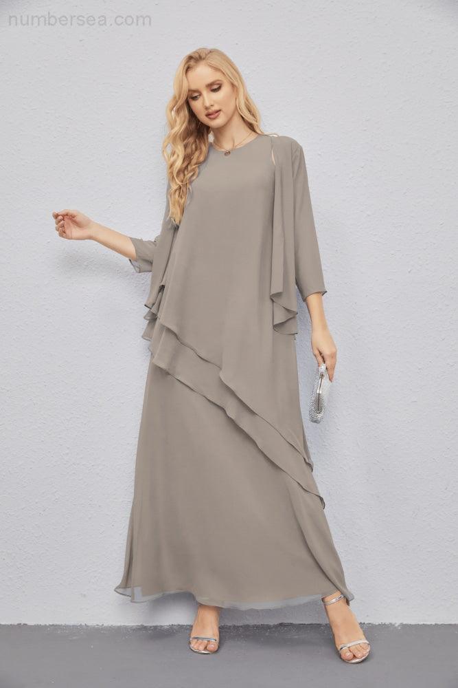 Mother of Bride Dresses with Open Front Lightweight Cardigan Formal Prom Gown 28081-numbersea
