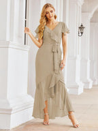 Numbersea Ruffled Bridesmaid Dresses Mermaid Formal Violin Evening Party Prom Gowns 28042-numbersea