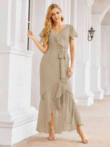 Numbersea Ruffled Bridesmaid Dresses Mermaid Formal Violin Evening Party Prom Gowns 28042-numbersea