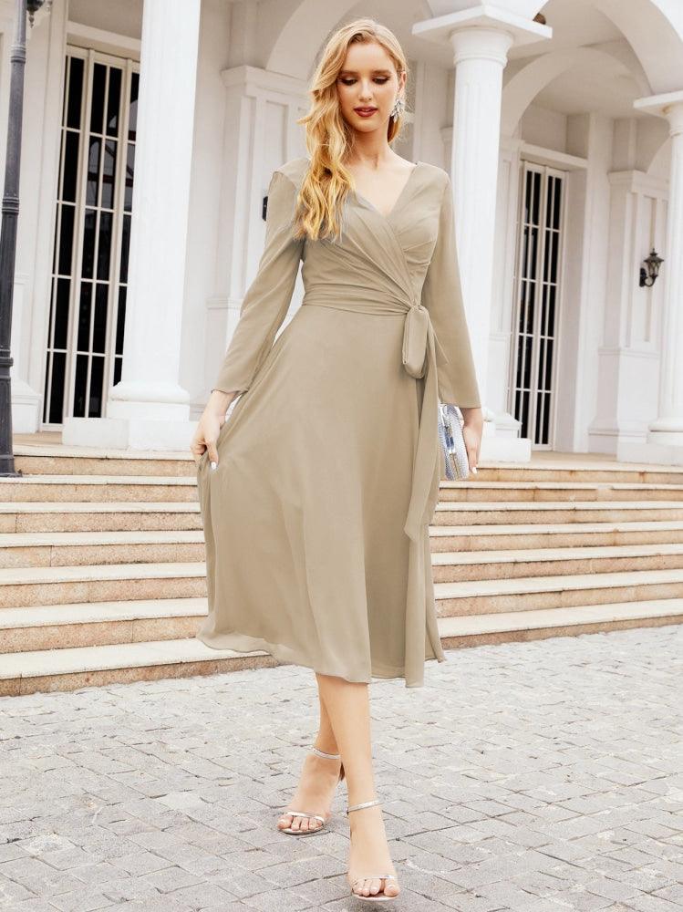 Bridesmaid Dress V-Back Waist Belt Mother of the Bride Wedding Guest 28031-numbersea