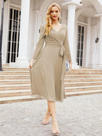 Bridesmaid Dress V-Back Waist Belt Mother of the Bride Wedding Guest 28031-numbersea