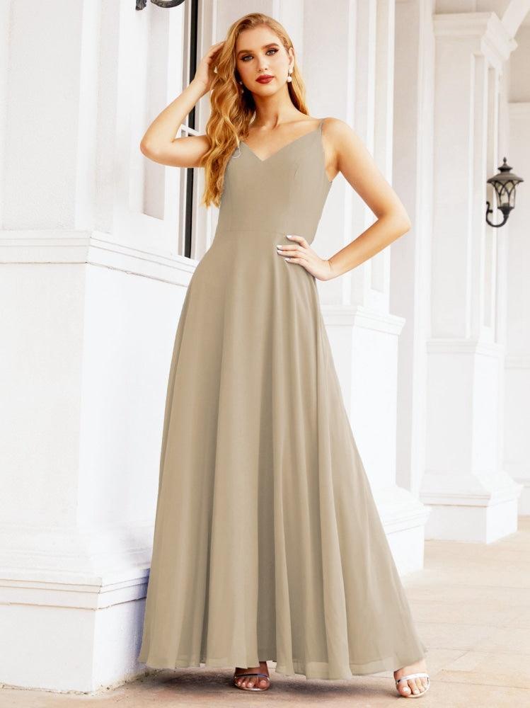 Numbersea Spaghetti Strap Bridesmaid Dresses V Neck Butterfly Back Fromal Evening Party Prom Gown 28036-numbersea