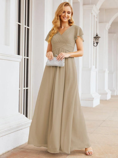 Numbersea Formal Prom Gowns for Mother of The Bride Cap Sleeves Bridesmaid Dress 28047-numbersea