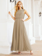 Numbersea Sleeveless Long Bridesmaid Dress A line Formal Evening Prom Gown 28025-numbersea