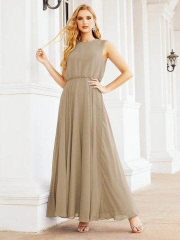Numbersea Sleeveless Long Bridesmaid Dress A line Formal Evening Prom Gown 28025-numbersea