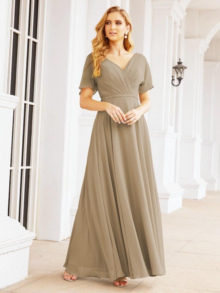 Numbersea Formal Prom Gowns for Mother of The Bride Short Sleeves Bridesmaid Dress 28049-numbersea