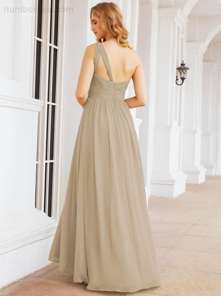 Numbersea One Shoulder Bridesmaid Dresses Long Maxi Formal Evening Party Prom Gowns 28061-numbersea