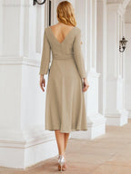 Bridesmaid Dress V-Back Waist Belt Mother of the Bride Wedding Guest 28031-numbersea