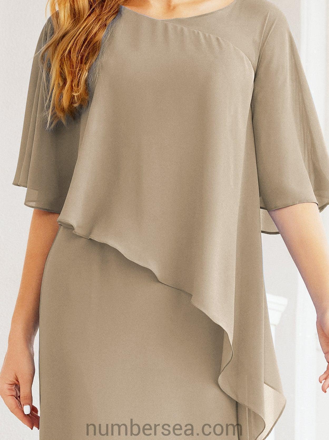 Numbersea Formal Party Gown Dress Long Chiffon Mother Of The Bride Dresses With Ruffle Cape 28026