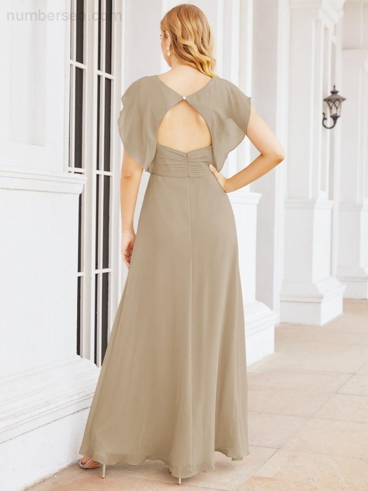 Numbersea Bridesmaid Dresses Cape Formal Prom Dress Open Back Gowns for Mother of The Bride 28058-numbersea