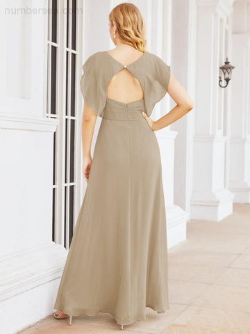 Numbersea Bridesmaid Dresses Cape Formal Prom Dress Open Back Gowns for Mother of The Bride 28058-numbersea