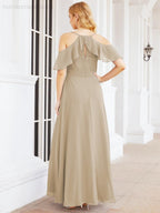 Numbersea Cold Shoulder Long Bridesmaid Dresses Side Slit Formal Prom Gowns Party Wedding 28070-numbersea