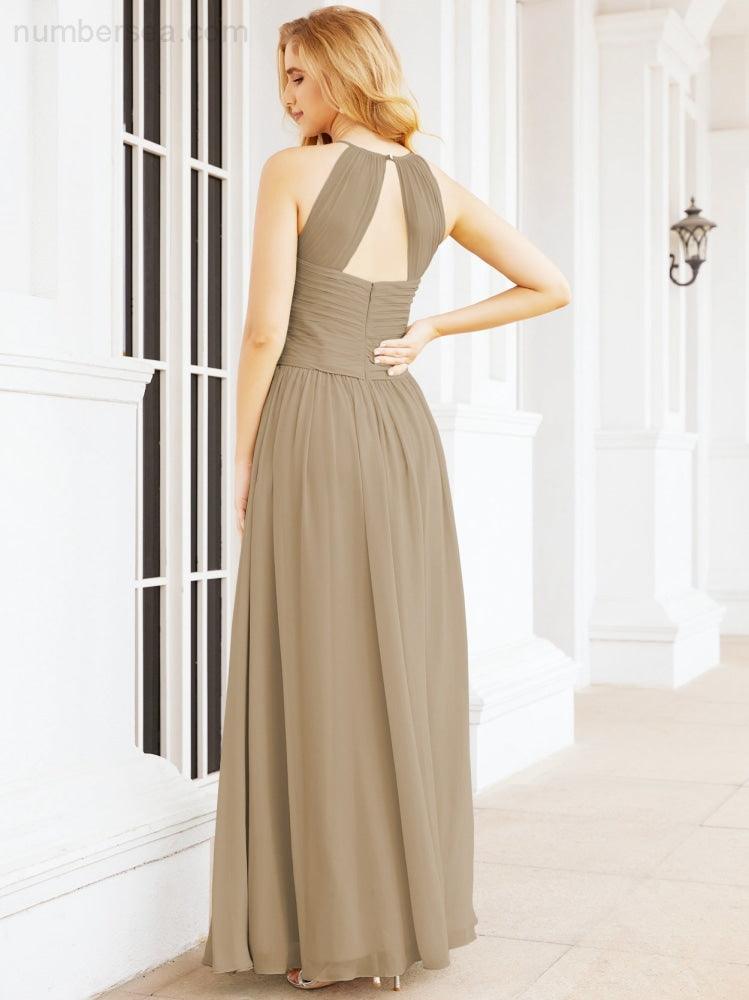 Numbersea Sleeveless Bridesmaid Dresses Long Prom Gown Zipper with Keyhole Back 28056-numbersea