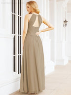 Numbersea Sleeveless Bridesmaid Dresses Long Prom Gown Zipper with Keyhole Back 28056-numbersea