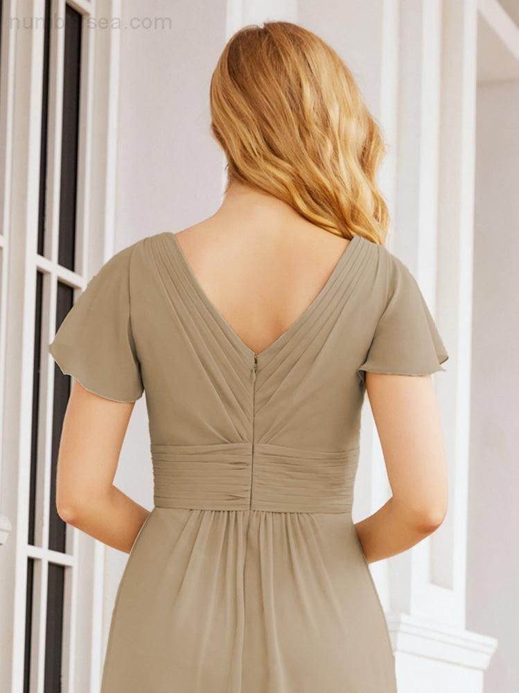 Numbersea Formal Prom Gowns for Mother of The Bride Cap Sleeves Bridesmaid Dress 28047-numbersea