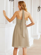 Numbersea Neckholder-Brautjungfernkleid aus Chiffon, kurz, ärmellos, formelles Partykleid, offener Rücken, 28023