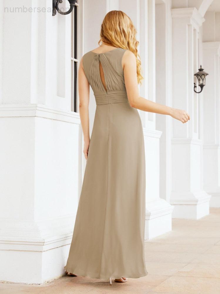 Formal Prom Gown Elegant V-Neck Sleeveless Bridesmaid Dresses for Wedding Party 28037-numbersea