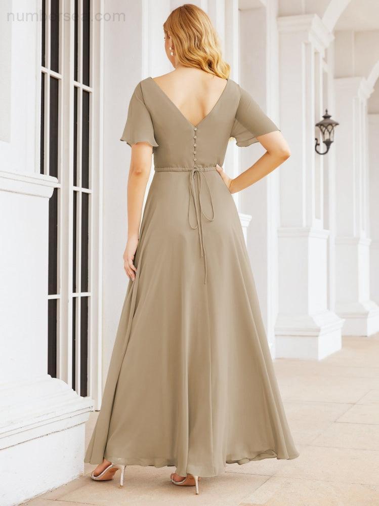 Numbersea Formal Prom Gowns for Mother of The Bride Short Sleeves Bridesmaid Dress 28049-numbersea