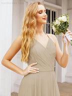 Numbersea Halter Chiffon Bridesmaid Dresses Wedding Appare Sleeveless Formal Prom Dress with Ruffled Back 28035-numbersea