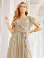 Bridesmaid Dresses with Flutter Sleeves Formal Evening Party Prom Gowns 28044-numbersea