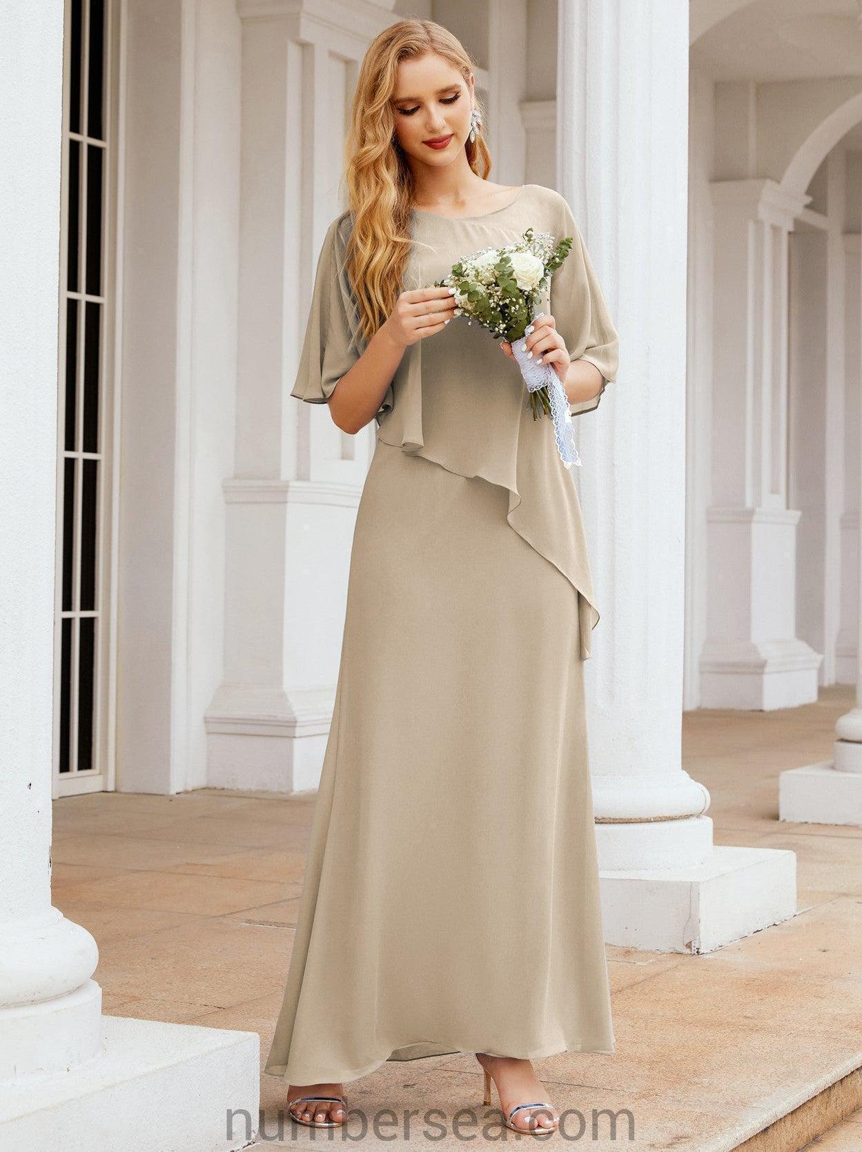 Numbersea Formal Party Gown Dress Long Chiffon Mother Of The Bride Dresses With Ruffle Cape 28026