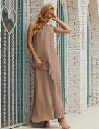 Chiffon Long Plus Size Mother Of Bride Dresses Formal Bridesmaid Prom Gown 28019 Taupe
