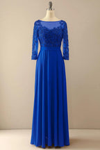 Mother of the Bride Dress Applique Sewing beads With Illusion Sleeves